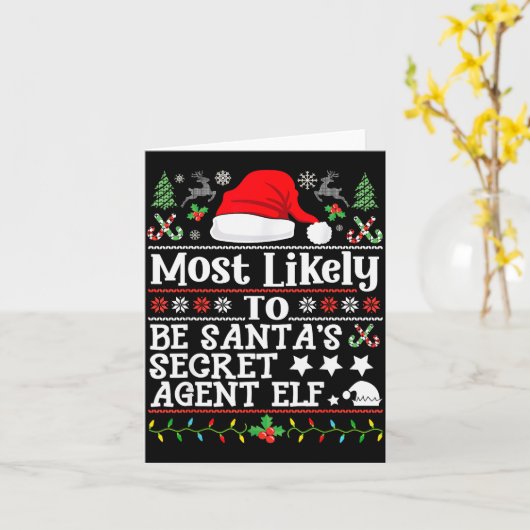 Carte Most Likely To Be Santa's Secret Agent Elf - Chris (Fleur jaune)