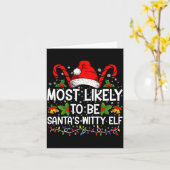 Carte Most Likely To Be Santas Witty Elf Christmas (Fleur jaune)