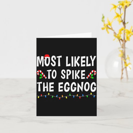 Carte Most Likely To Christmas Xmas Pajamas Funny Matchi (Fleur jaune)