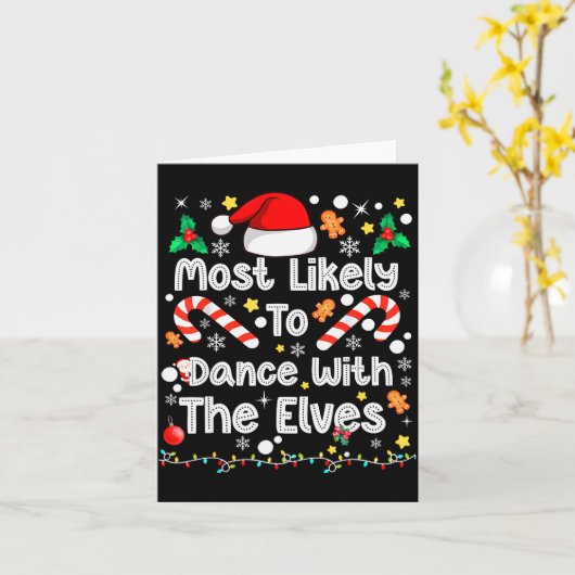 Carte Most Likely To Dance With Elves Family Match Chris (Fleur jaune)