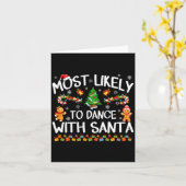 Carte Most Likely To Dance With Santa Christmas Pajamas (Fleur jaune)