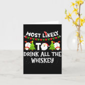 Carte Most Likely To Drink All The Whiskey Funny Family  (Fleur jaune)