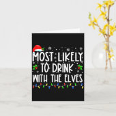 Carte Most Likely To Drink With The Elves Elf Christmas  (Fleur jaune)