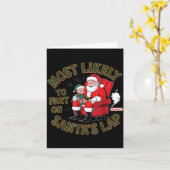 Carte Most Likely To Fart On Santa's Lap Elf Christmas B (Fleur jaune)