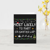 Carte Most Likely To Fart On Santa's Lap Family Christma (Fleur jaune)