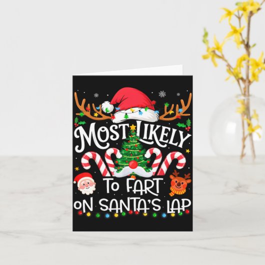 Carte Most Likely To Fart On Santa's Lap Family Matching (Fleur jaune)