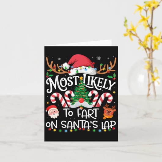Carte Most Likely To Fart On Santa's Lap Family Matching (Fleur jaune)
