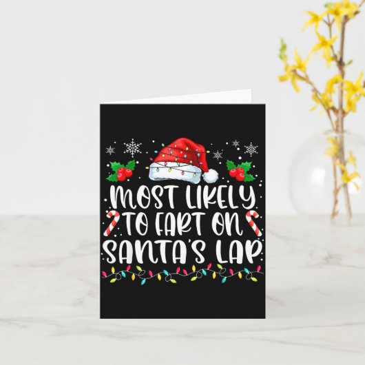 Carte Most Likely To Fart On Santa's Lap Family Matching (Fleur jaune)
