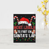 Carte Most Likely To Fart On Santa's Lap Family Matching (Fleur jaune)