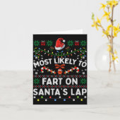 Carte Most Likely To Fart On Santa's Lap Funny Christmas (Fleur jaune)