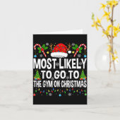 Carte Most Likely To Go To Gym On Christmas Funny Fitnes (Fleur jaune)