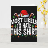 Carte Most Likely To Hate Santa Hat Xmas Lights Christma (Fleur jaune)