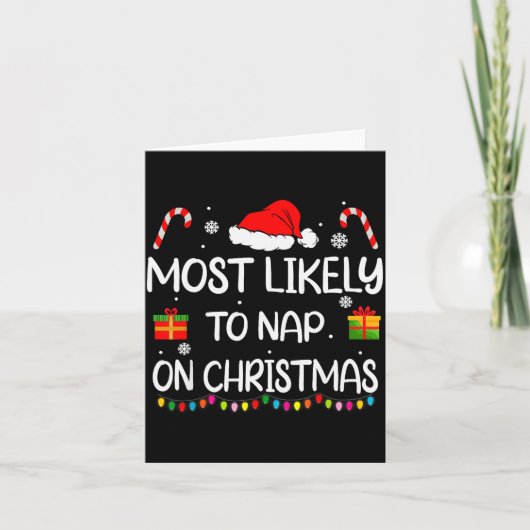 Carte Most Likely To Nap On Christmas Family Funny Match (Devant)