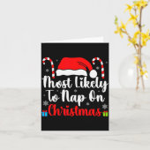 Carte Most Likely To Nap On Christmas Family Funny Match (Fleur jaune)
