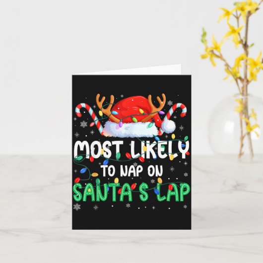 Carte Most Likely To Nap On Santa's Lap Christmas Pajama (Fleur jaune)