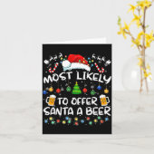 Carte Most Likely To Offer Santa A Beer Funny Drinking C (Fleur jaune)
