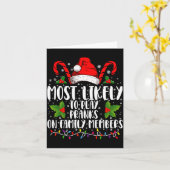 Carte Most Likely To Play Pranks On Family Members Xmas  (Fleur jaune)