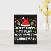 Carte Most Likely To Play Video Game On Pjs Christmas Xm (Fleur jaune)