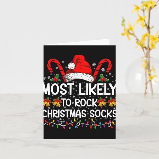 Carte Most Likely To Rock Christmas Socks Funny Xmas T S (Fleur jaune)