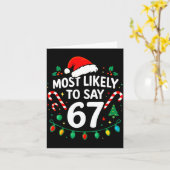 Carte Most Likely To Say 67 Meme Six Seven Santa Christm (Fleur jaune)