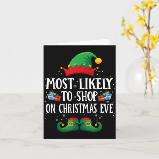 Carte Most Likely To Shop On Christmas Eve Matching Chri (Fleur jaune)