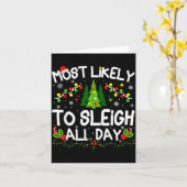 Carte Most Likely To Sleigh All Day Christmas Matching  (Fleur jaune)