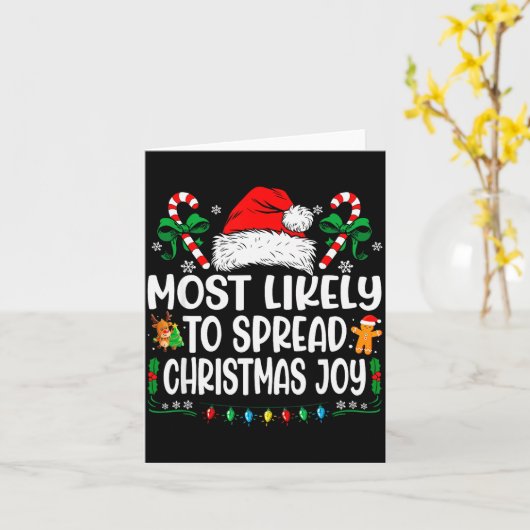 Carte Most Likely To Spread Christmas Joy Family Matchin (Fleur jaune)