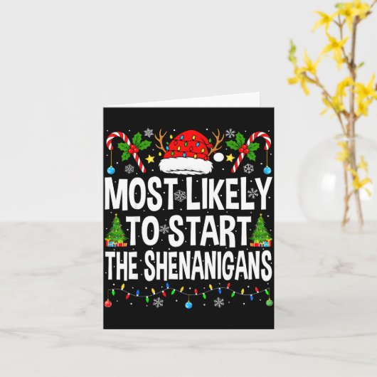 Carte Most Likely To Start The Shenanigans Xmas Matching (Fleur jaune)