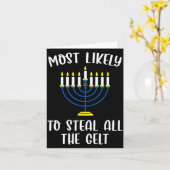 Carte Most Likely To Steal All The Gelt Hanukkah Group M (Fleur jaune)