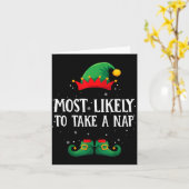 Carte Most Likely To Take A Nap Matching Christmas Elf (Fleur jaune)