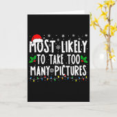 Carte Most Likely To Take Too Many Pictures Fun Christma (Fleur jaune)