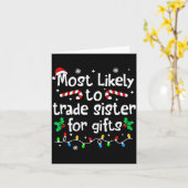Carte Most Likely To Trade Sister For Christmas Matching (Fleur jaune)
