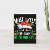 Carte Most Likely To Trade Sister Funny Matching Xmas (Devant)