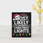 Carte Most Likely To Untangle Christmas Lights Funny Hol (Fleur jaune)