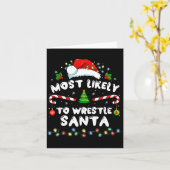 Carte Most Likely To Wrestle Santa Christmas Funny Xmas (Fleur jaune)