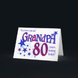 Carte Mot d'Art avec Stars pour le 80e anniversair<br><div class="desc">Montrez à votre grand-père ce qu'il veut dire pour vous avec cette carte de 80e anniversaire "étoilée" ! La couverture de l'accueil dit : "A un grand-père très spécial 80 ans jeune aujourd'hui !" et le mot, grand-père et le nombre '80' sont énormes et remplis de motifs coordonnés dans les...</div>