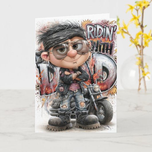 Carte motarde pour papa (Fleur jaune)