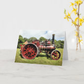 Carte Moteur vintage à vapeur rouge (Fleur jaune)