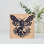 Carte Moth on Skull Antique Goth Horror Illustration (Debout devant)