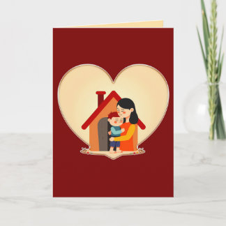 Carte Mother and Child Love Illustration – Warm Family
