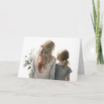 Carte Mother And Daughter for Birthday<br><div class="desc">Mom and daughter portrait on white with flowers in a watercolor effect for mom's birthday.
Text can be edited.</div>