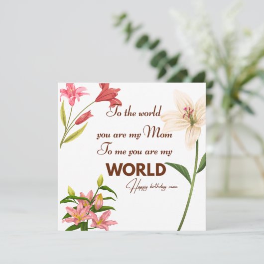 Carte Mother Birthday card with flower (Debout devant)