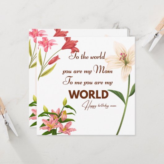 Carte Mother Birthday card with flower (Devant/Arrière en situation)