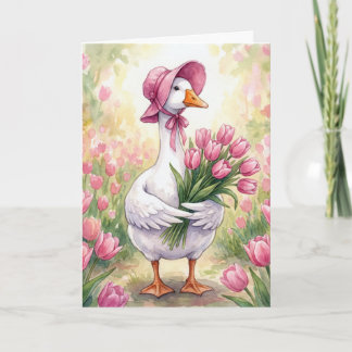 Carte Mother Goose With Pink Tulips