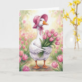 Carte Mother Goose With Pink Tulips (Fleur jaune)