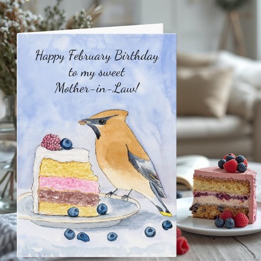 Carte Mother in Law Happy February Birthday Bird