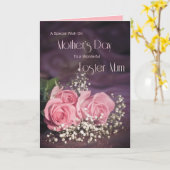 Carte Mother's day card for foster mama with pink roses (Fleur jaune)