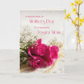 Carte Mother's day card for foster mama with pink roses (Fleur jaune)