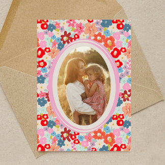 Carte Mother's Day Custom Photo Bright Floral Garden