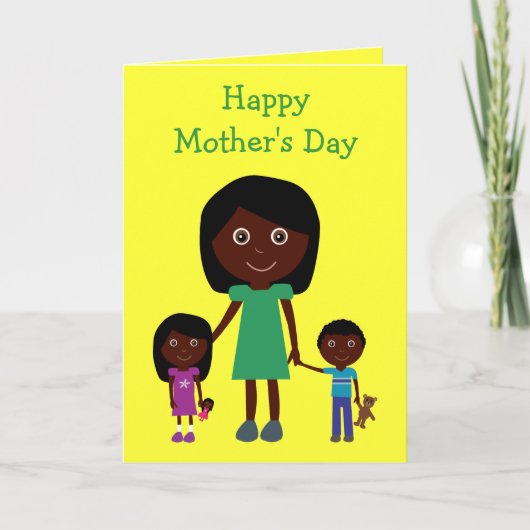 Carte Mothers Day Cute Ethnic Cartoon Characters (Devant)